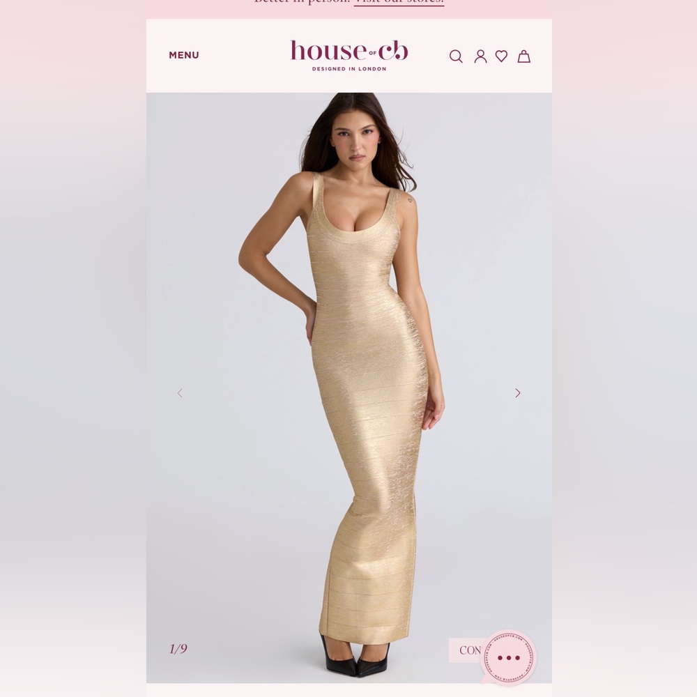 House of CB Gold Maxi Dress